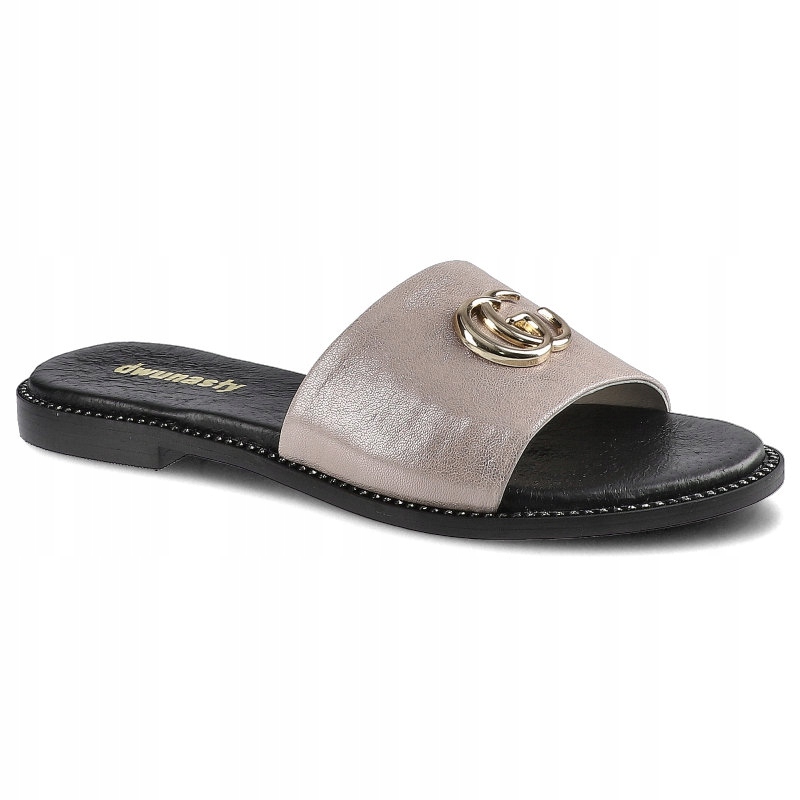 

Różowe Klapki Dwunasty Shoes Buty Ze Skóry Obuwie