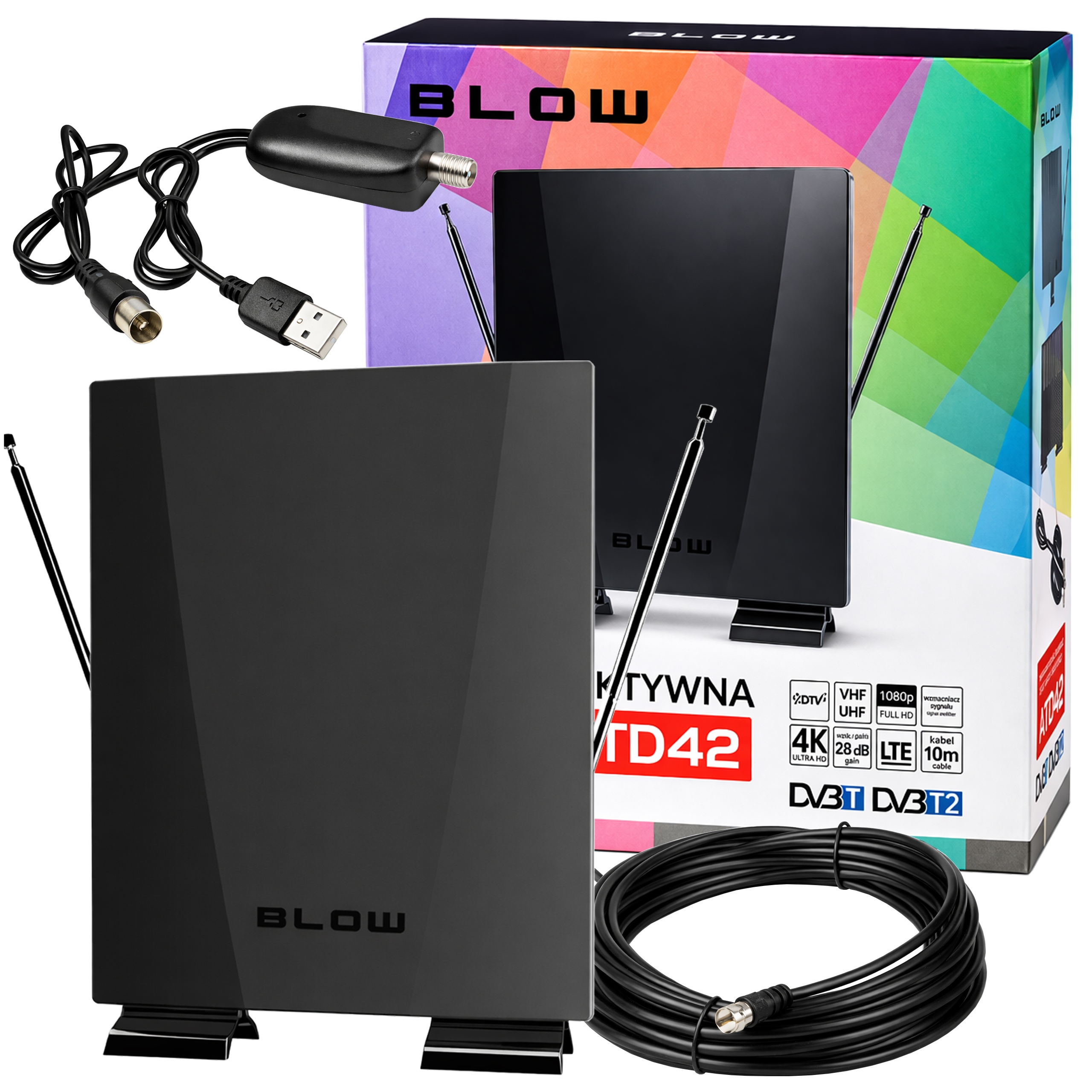 Antena Tv 4K DVB-T2 Pokojowa Lte Aktywna Mocna DVBT2 Zewnętrzna Dookólna Hd