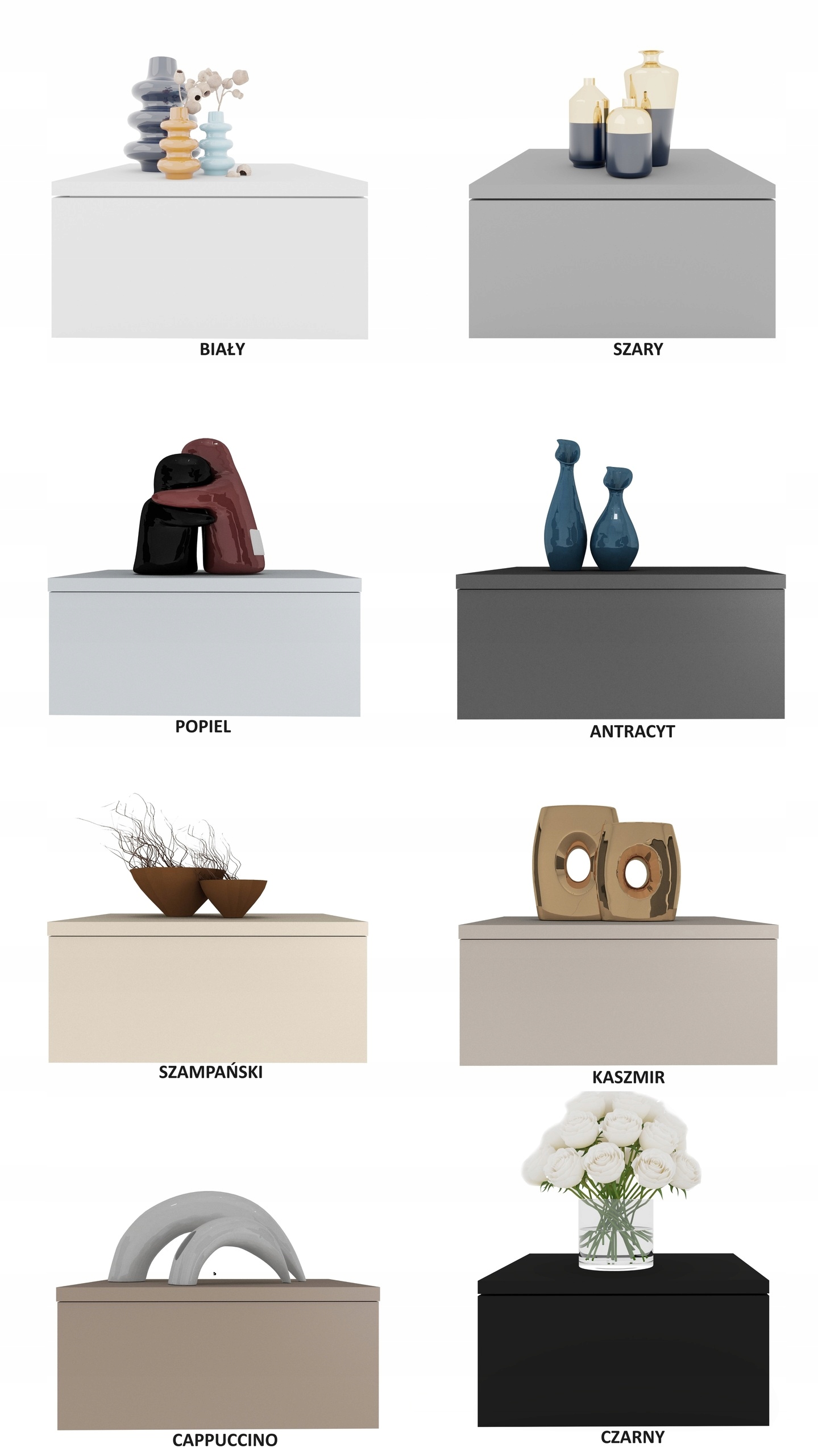 Duża Szafka nocna PÓŁKA WISZĄCA Szuflada SZAMPAŃSKI beż krem ANIA 50 cm Waga produktu z opakowaniem jednostkowym 10 kg