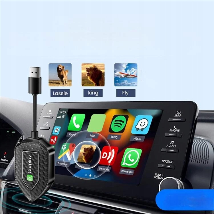 2-in-1 Wired to Wireless Carplay Android Auto Adapter Bluetooth Smart Box Marka bez marki