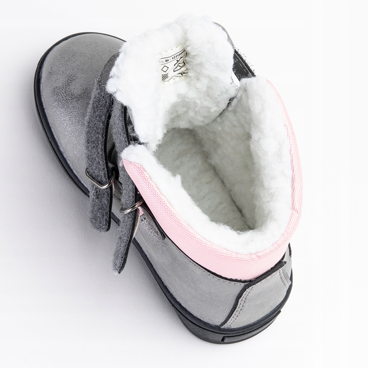 Trzewiki OCIEPLANE kożuszek śniegowce STABILNE lekkie na RZEPY Wojtyłko Długość wkładki wew. 13 cm