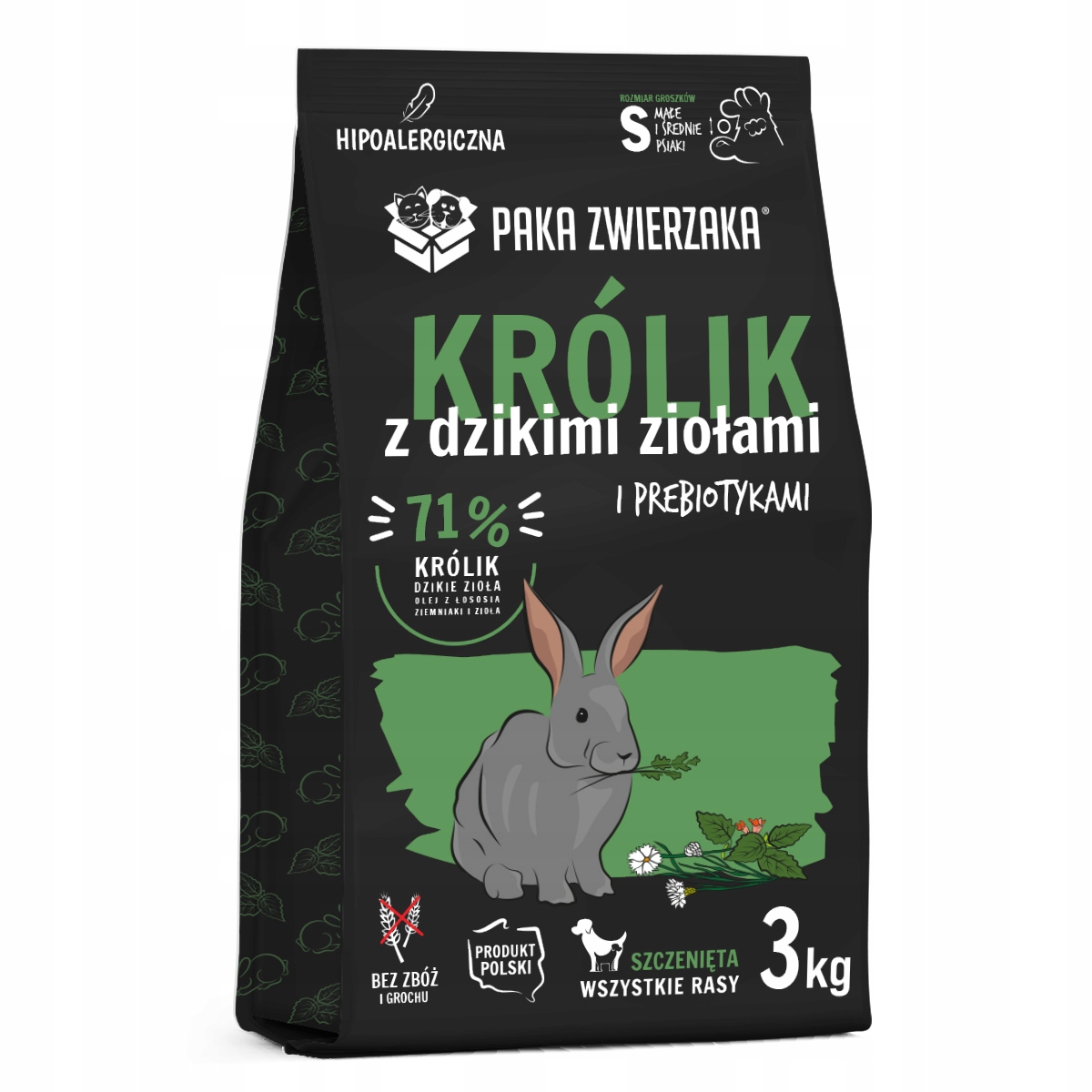 Paka Zwierzaka Puppy S Szczeniak Królik z Dzikimi Ziołami 3kg
