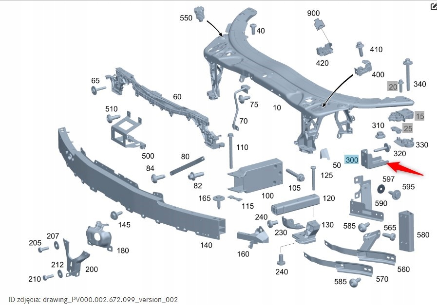 Roh předního pásu Mercedes C W205 A2056261300