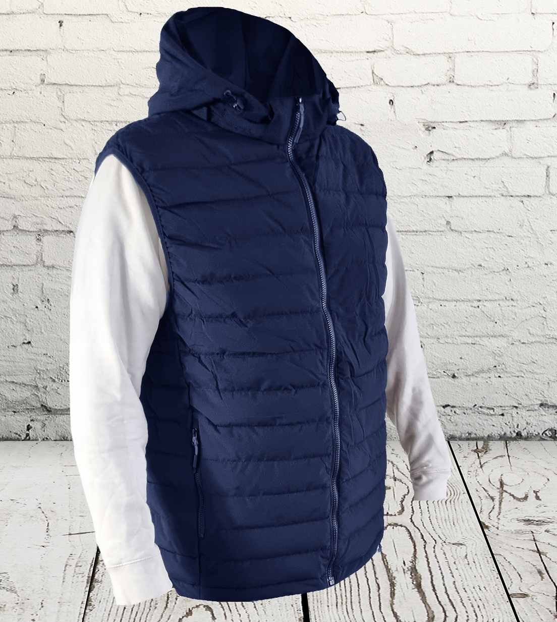 KAMIZELKA MĘSKA GRANATOWA BEZRĘKAWNIK WIOSENNA KAPTUR PIKOWANA XXXXXXL 6XL Model Wiosenna