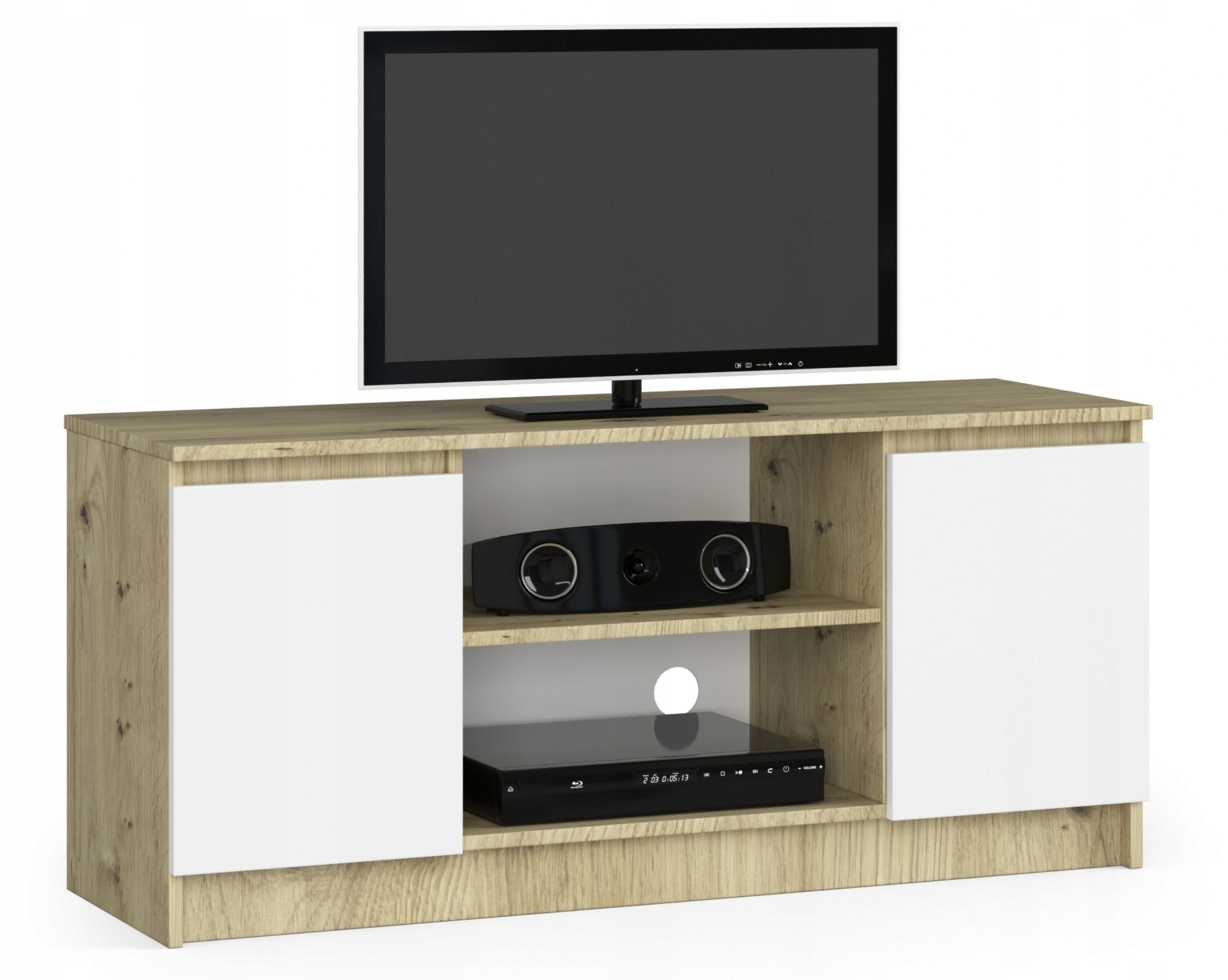 Skriňa Rtv stolík 2D1P 120 cm artisan-biela komoda Akd