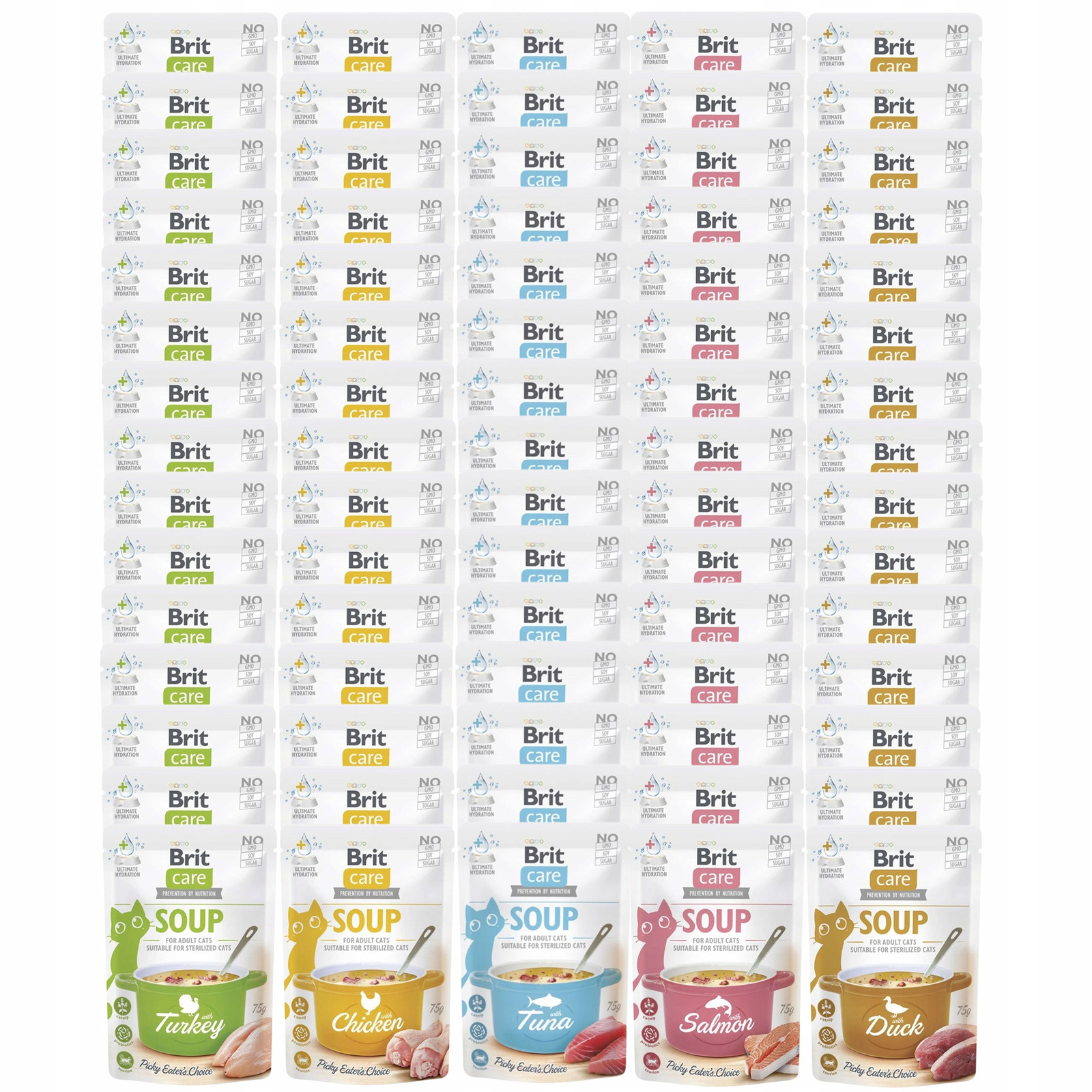 Brit Soup krmivo mokrá polévka pro kočky mix chutí 75 x 75 g