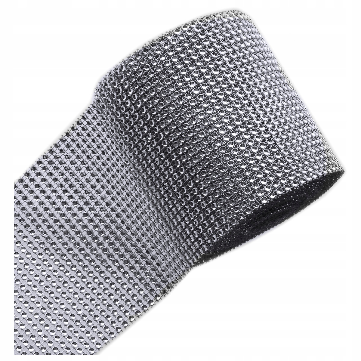 TAŚMA Z CYRKONIAMI DŻETY PAS OZDOBNY 12CM SREBRO 1 ROLKA