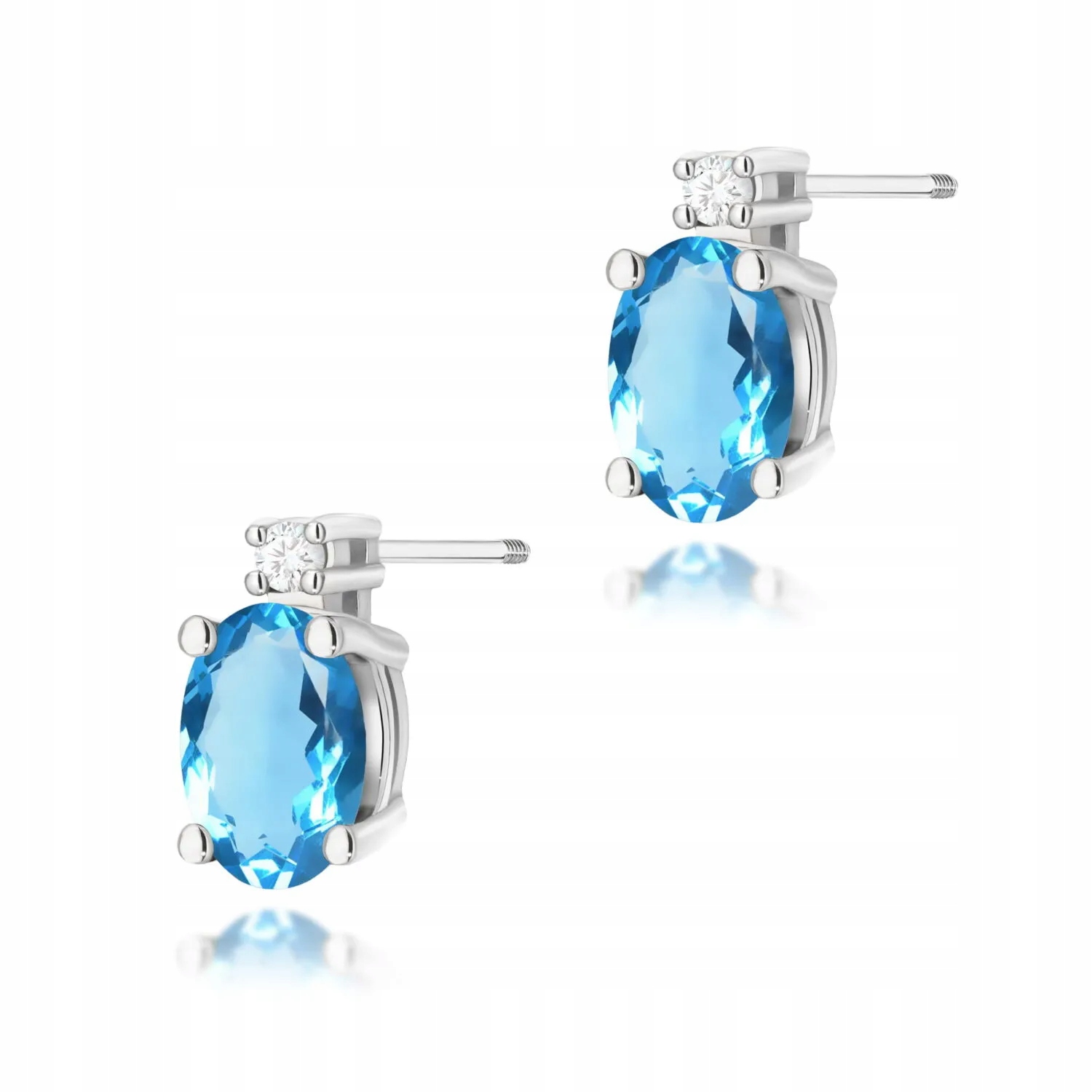 Złote kolczyki Topaz 2 x 0,50ct białe złoto sztyft zakręcany pr. 585