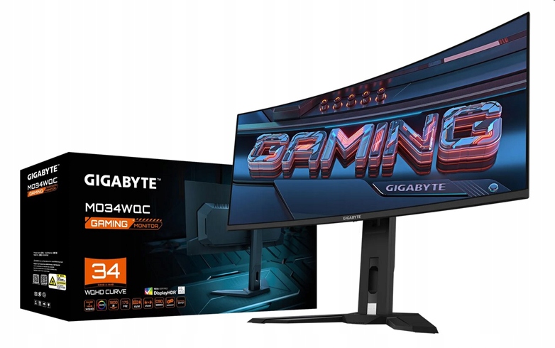 Gigabyte LCD MO34WQC Gaming Monitor 34" Wqhd 3440x1440, Oled 1800R, 175Hz…
