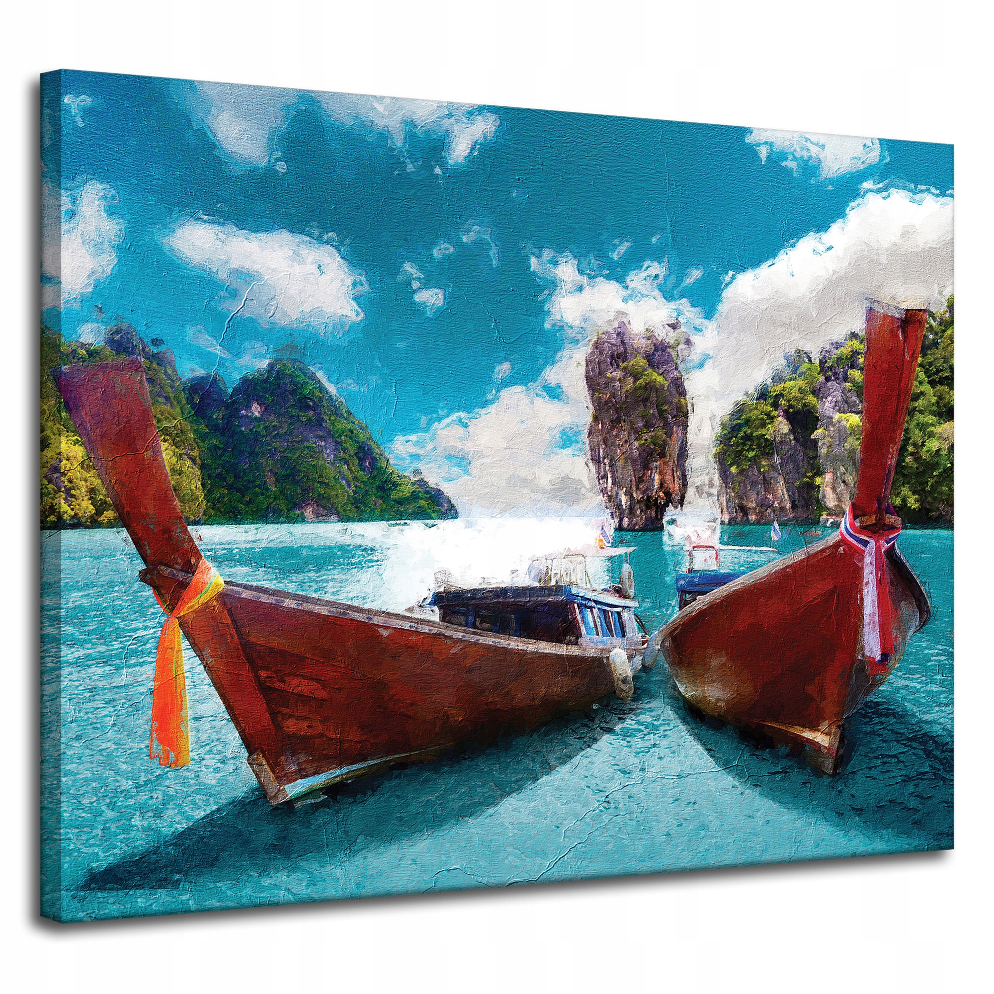 Obraz na plátně Lodě na břehu Voda Hory 100x80 cm Ideální jako dárek