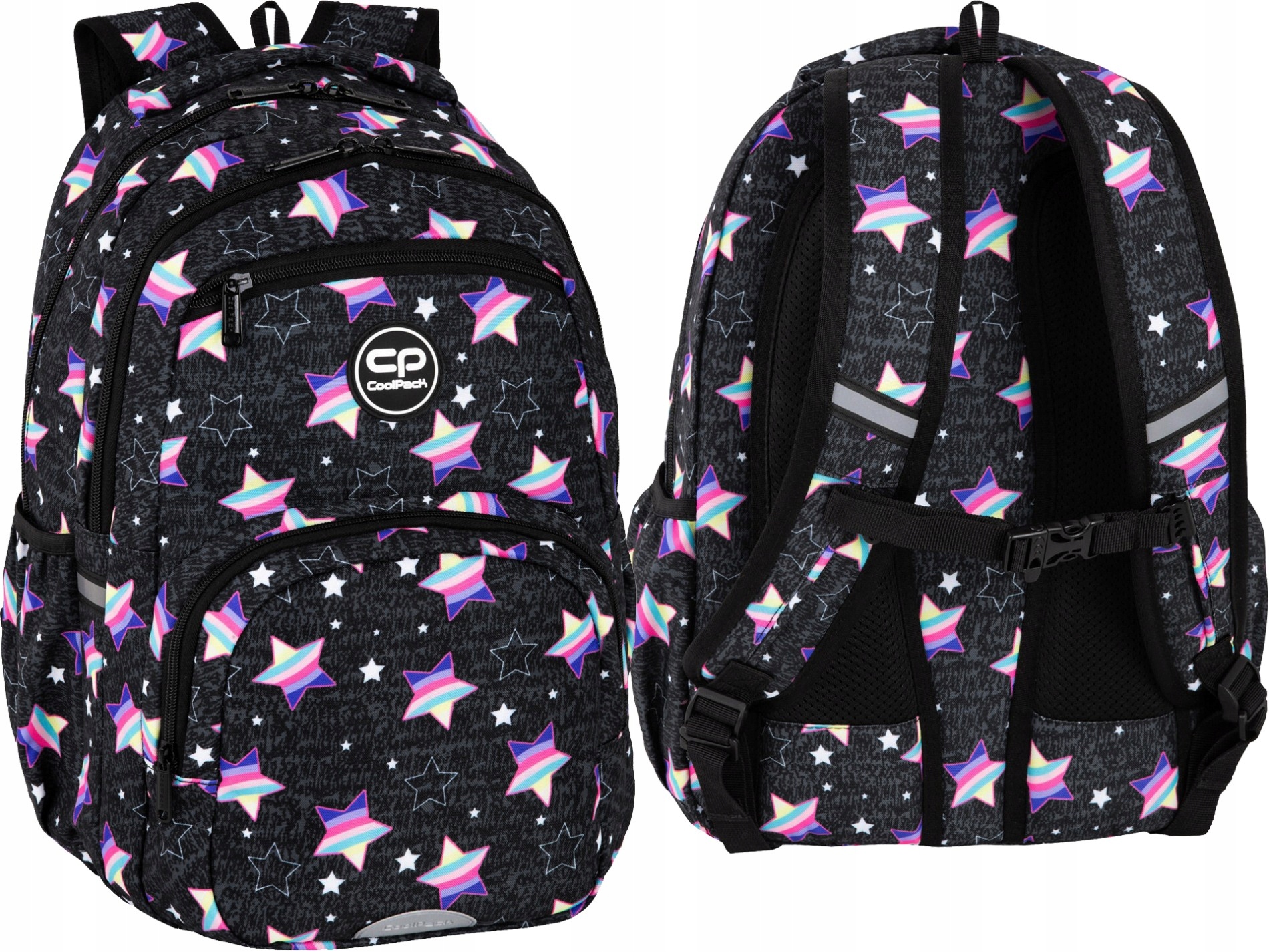 Coolpack Plecak Szkolny Pick Rainbow Czarny W Gwiazdki Dla Dziewczynki Duży