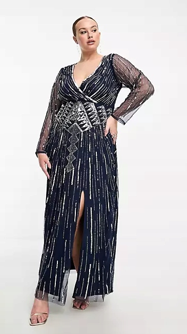 Zdobené Flitrové Šaty S Korálky Pro Plnoštíhlou Ženu 48 4XL