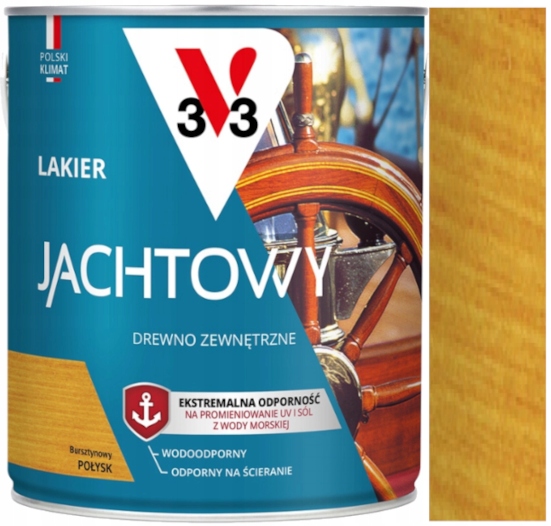 V33 Lakier do drewna jachtowy odporny na ścieranie bursztynowy 2,5L