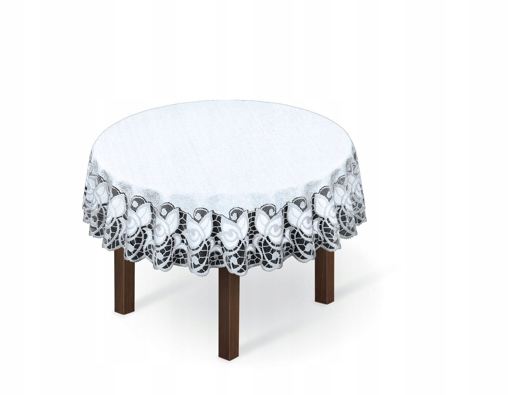 OBRUS ŻAKARDOWY BIAŁYSZARY NA STÓŁ OKRĄGŁY 160 cm (254243/160) • Cena, Opinie • Obrusy