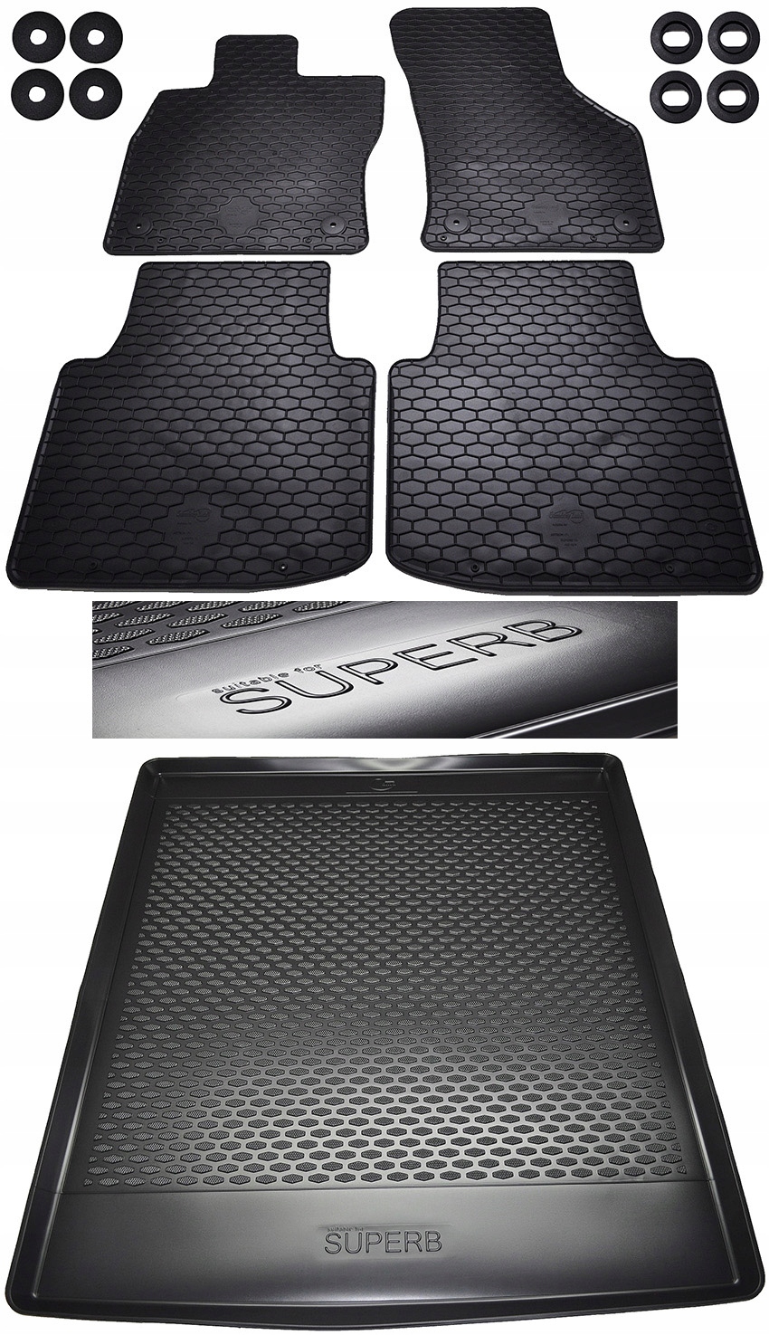 Dywaniki gumowe Skoda SUPERB 3 III+ mata bagażnika