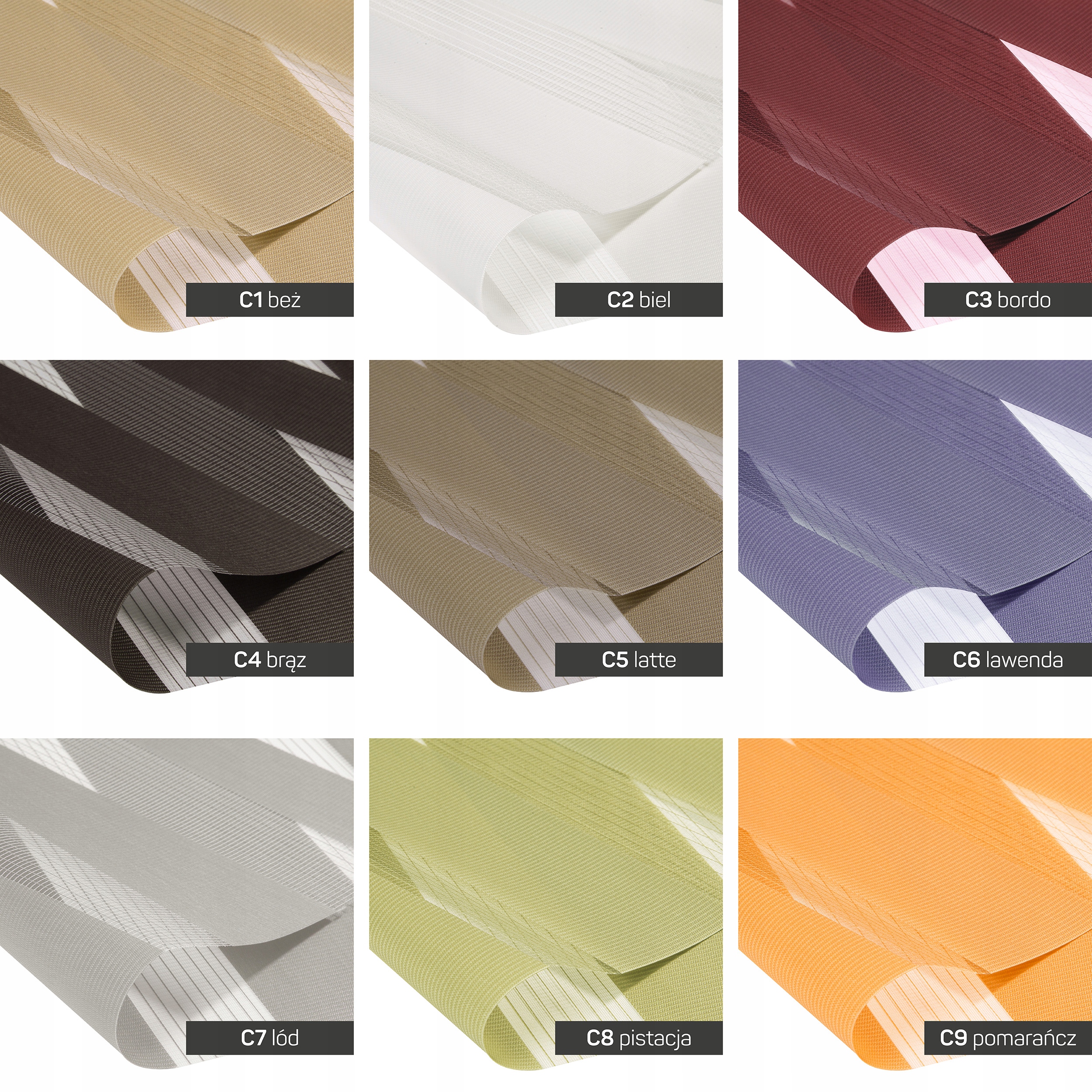 ROLETA DZIEŃ NOC W KASECIE PCV PROWADNICE NA WYMIAR BALKON KONFIGURATOR Szerokość produktu 1 cm