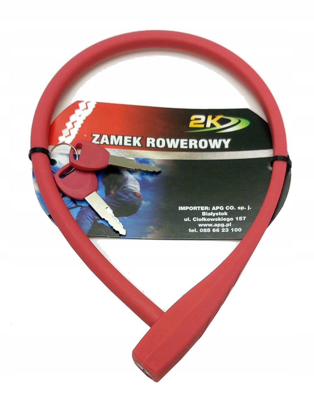 Zamknięcie rowerowe zapięcie na kluczyk pętla 10x600mm silikon różowy