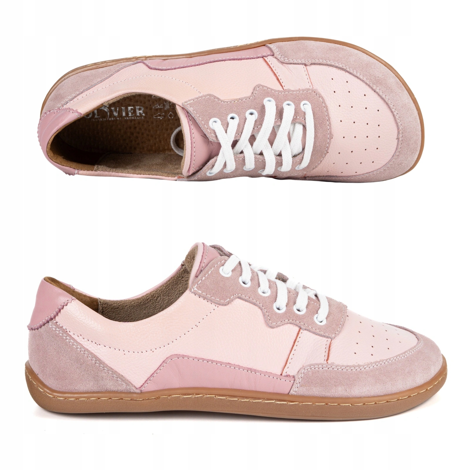 Buty Barefoot damskie skórzane Alma miejskie casual zero drop różowe 42