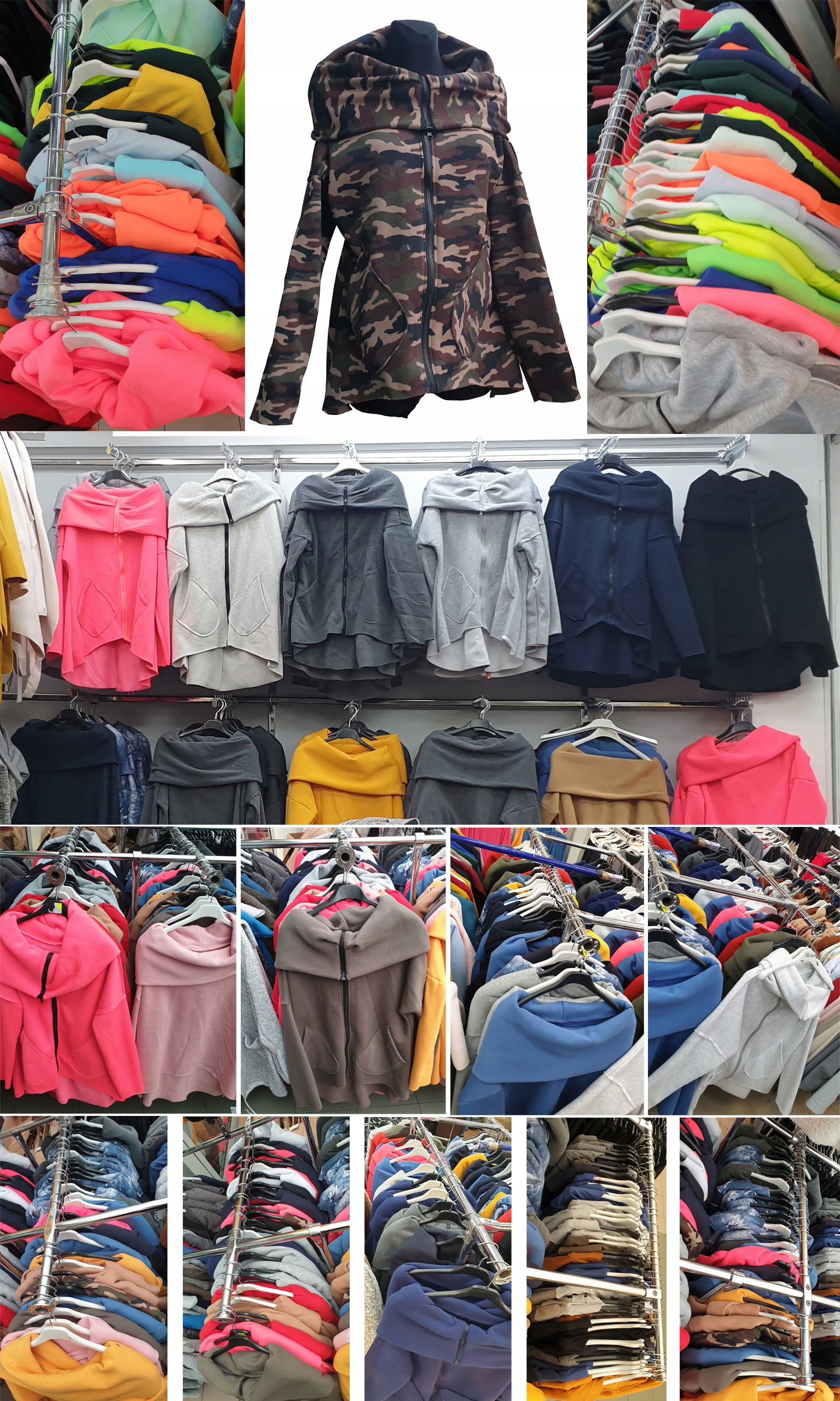 ASYMETRYCZNA BLUZA TUNIKA KARDIGAN KOMIN KAPTU XXL Wzór dominujący bez wzoru