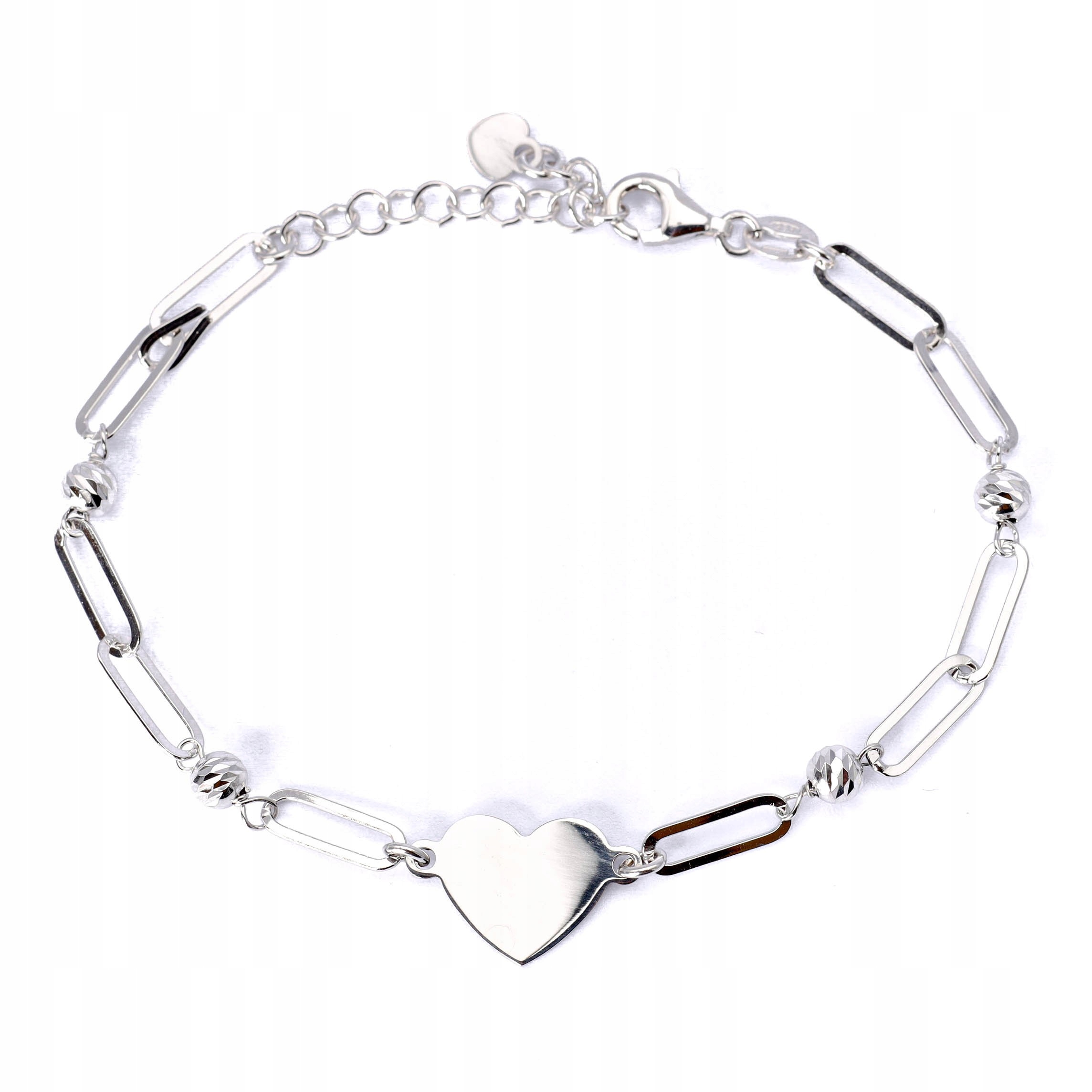 Stříbrný náramek 925 srdce s kuličkami
