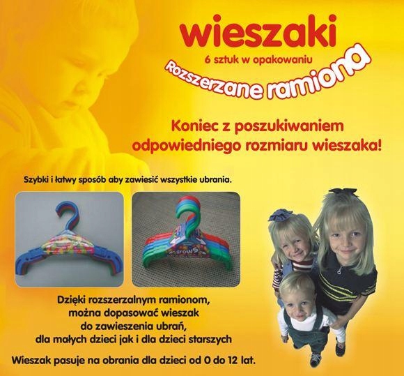 Wieszaki Grohanger 6 szt. regulowane 0-12 lat Marka inna marka