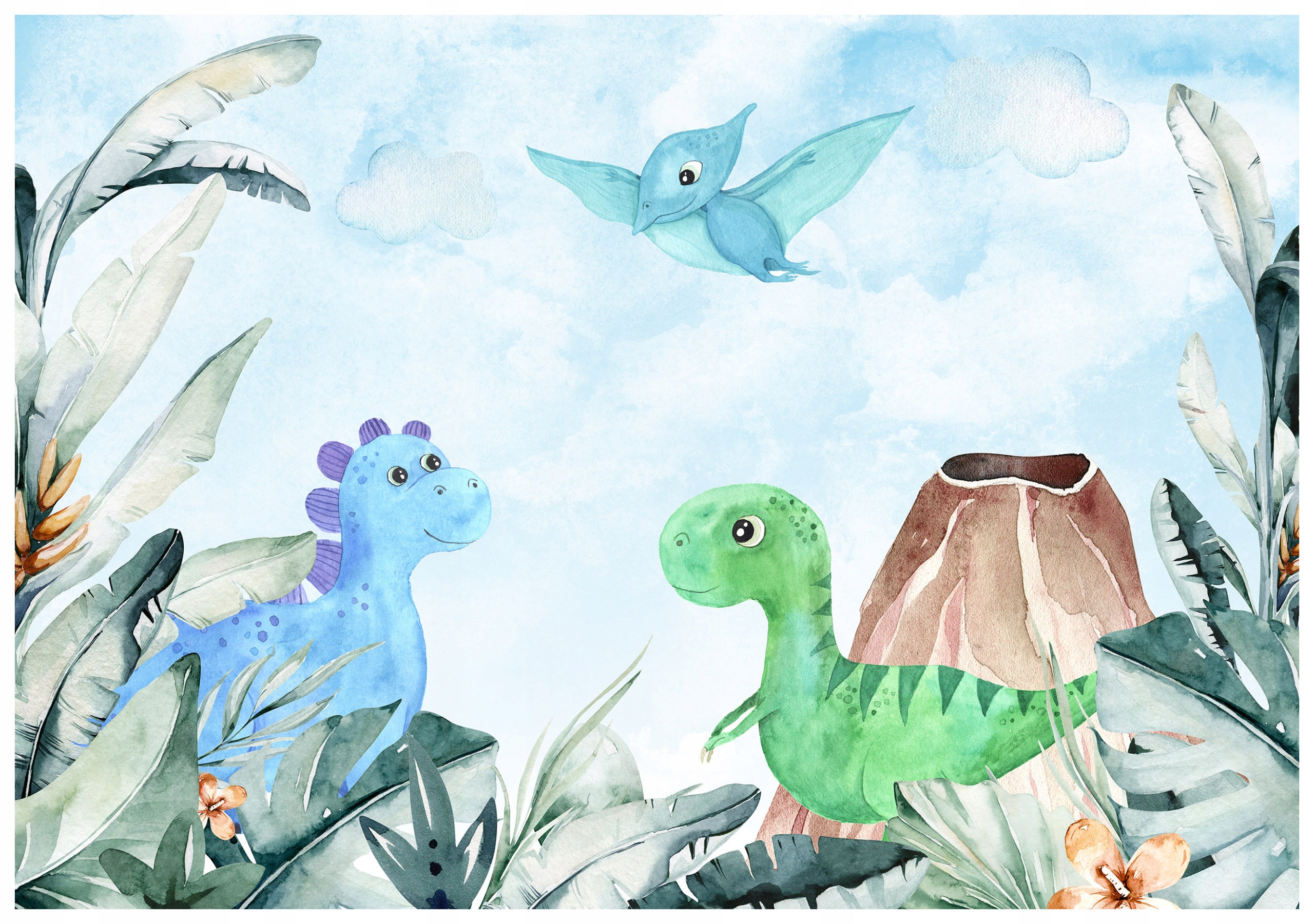 Vliesová fototapeta Akvareloví dinosauři do dětského pokoje 312x219 lepidlo