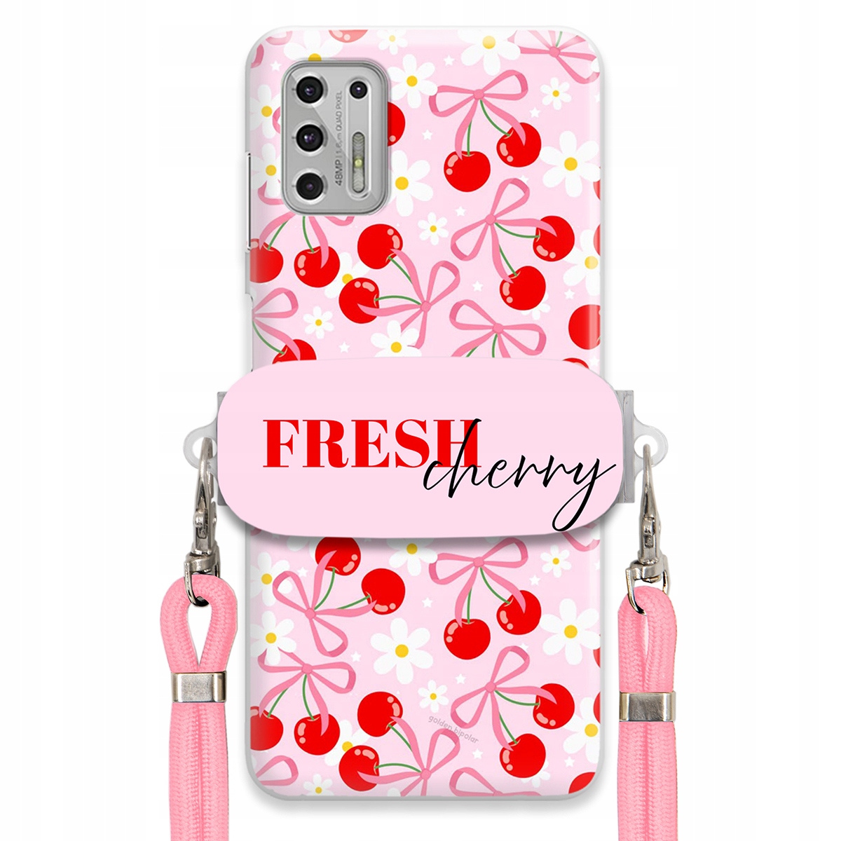Pouzdro pro Motorola G Stylus 2021 Case Držák Šňůrka Růžová Fresh Cherry