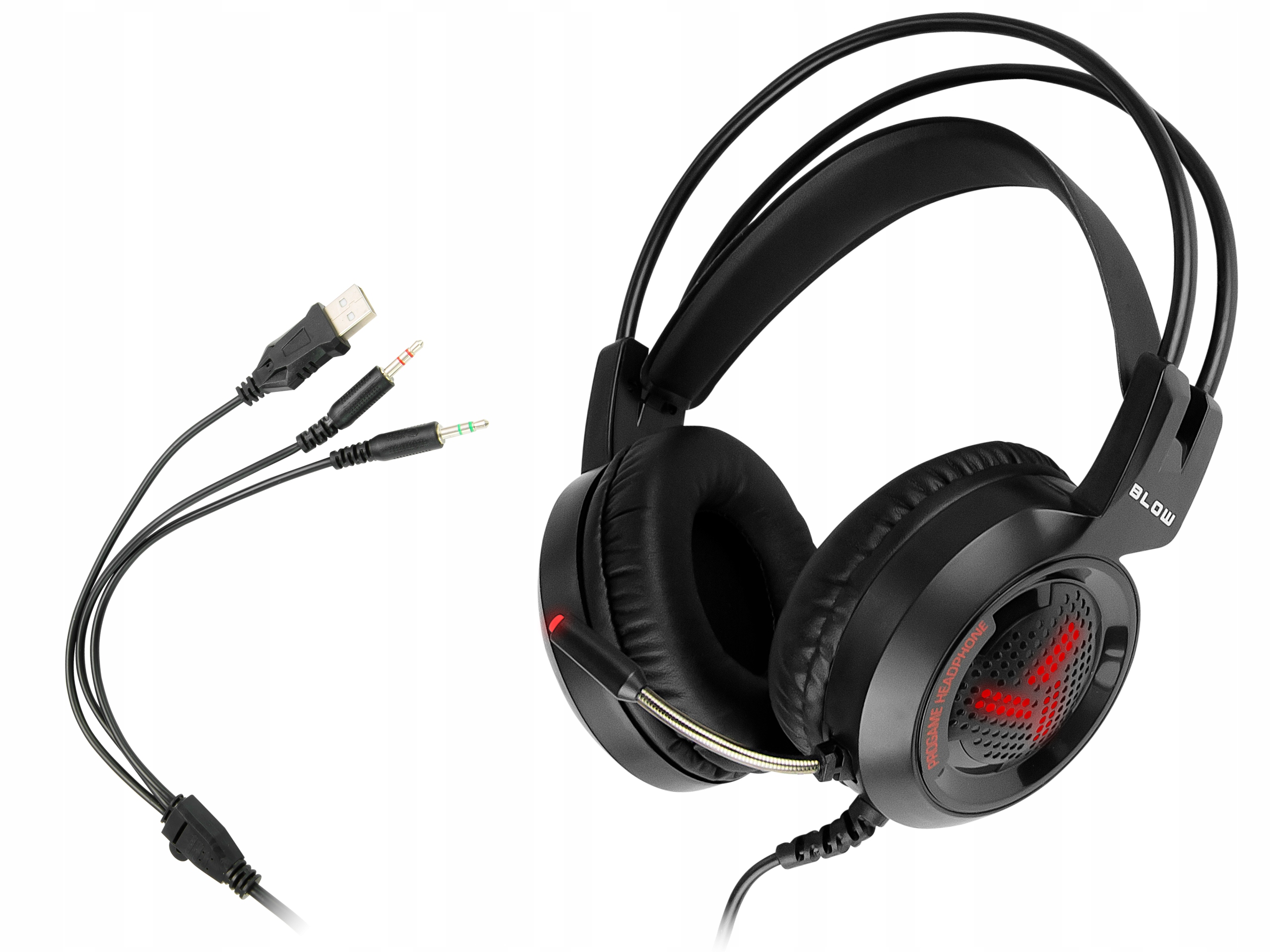 SŁUCHAWKI GAMINGOWE DLA GRACZY LED + MIKROFON Kod producenta 32-797#