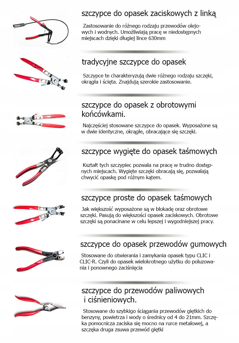 SZCZYPCE DO OPASEK ZACISKOWYCH ZESTAW 9 ELEMENTOW Mark Other