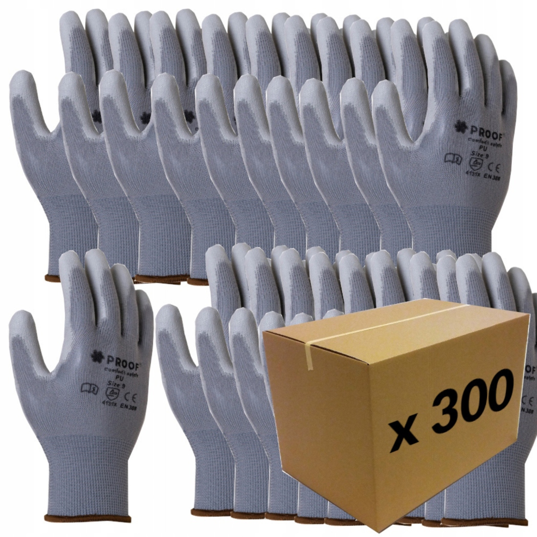 Pracovní Rukavice Ochranné Rukavice Šedé Rukavice Pu 10 velikost 300 párů