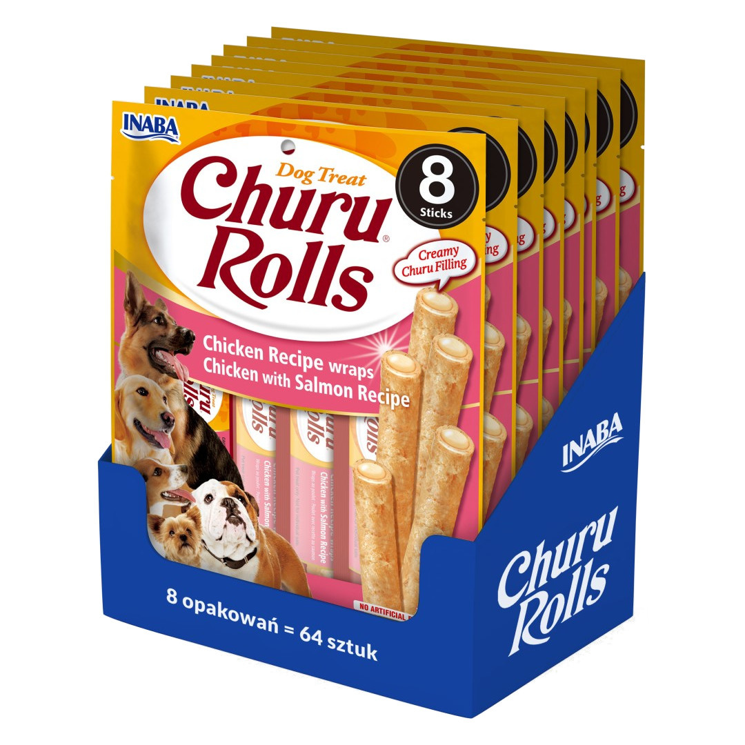 Levně Inaba Dog Churu Rolls Wraps 8x96g Psí Pamlsek Kuře s lososem