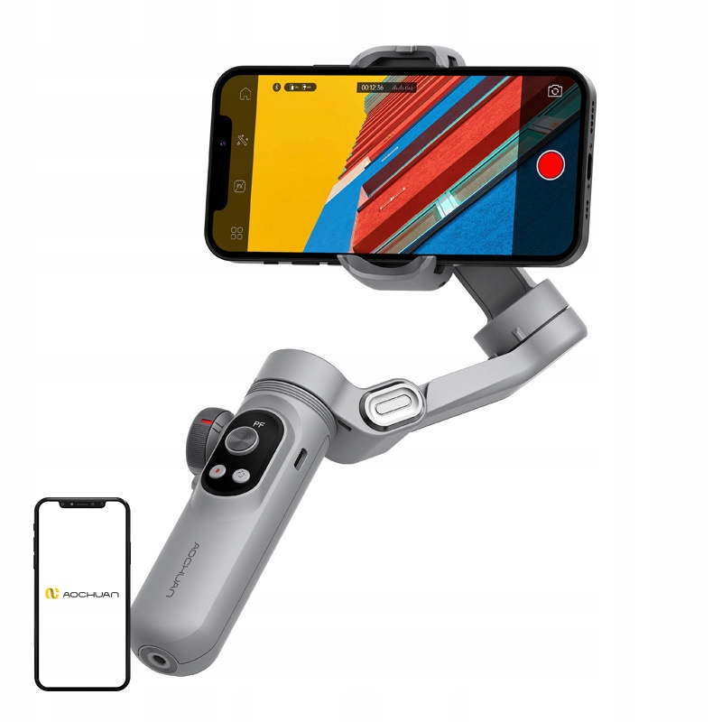 Aochuan Smart X Pro Gimbal 3-osý šedý stativ Oled Qi 6 režimů lehký