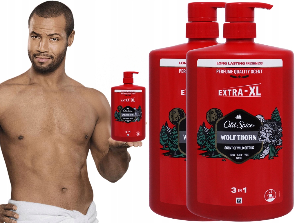 2x Sprchový Gel A Šampon Na Vlasy Pro Muže 1L Old Spice Wolfhorn