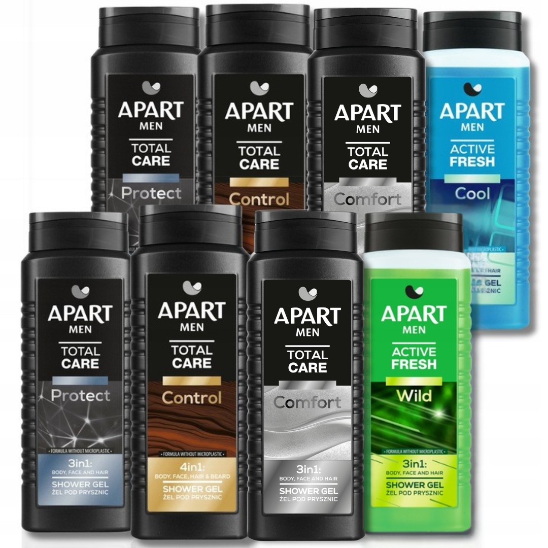 Apart sprchový gel Pánský 3v1 Tělo Obličej Vlasy Sada 8 x 500 ml