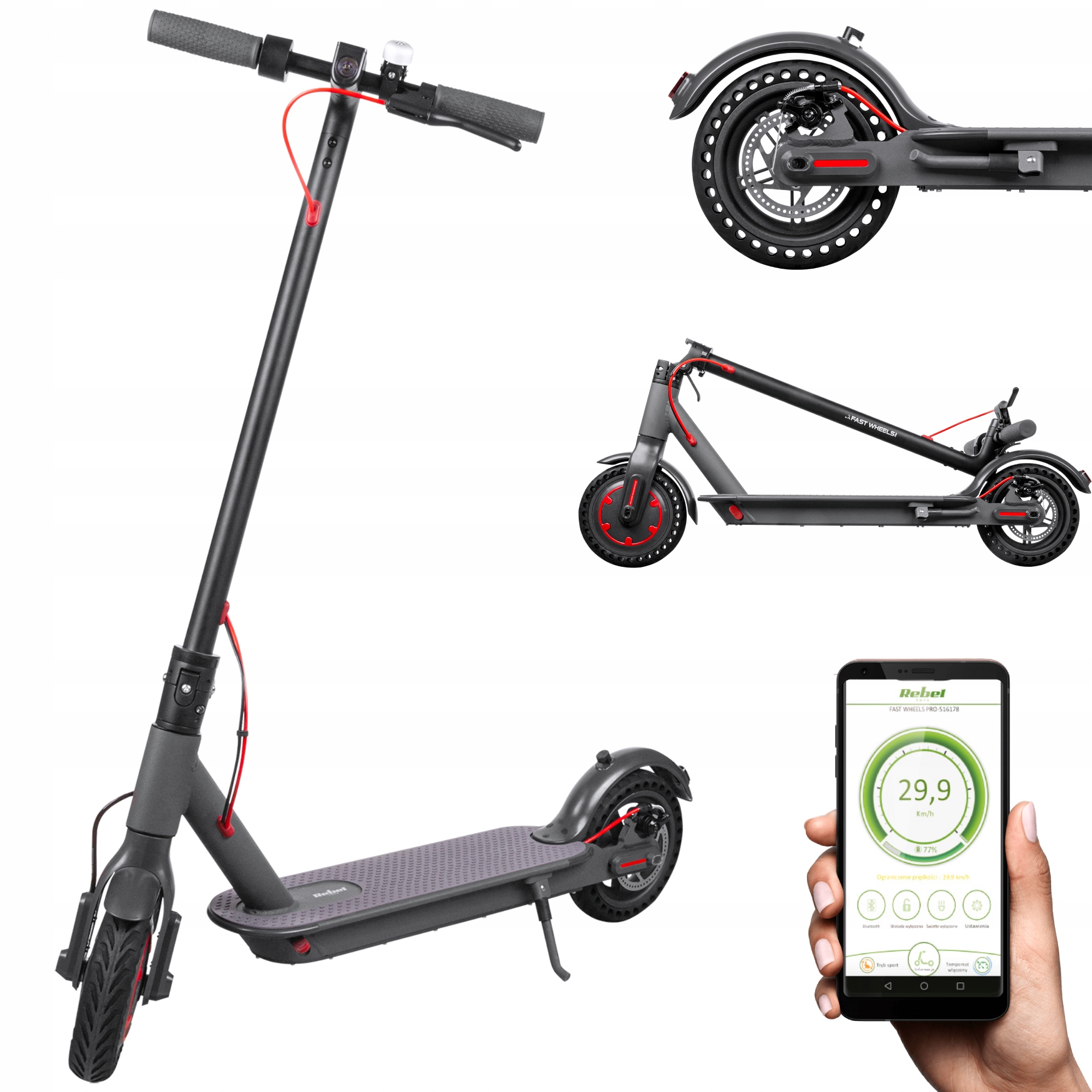 Elektrická koloběžka Rebel Fast Wheels Pro 250W 8,5" 120 kg IP54 Led