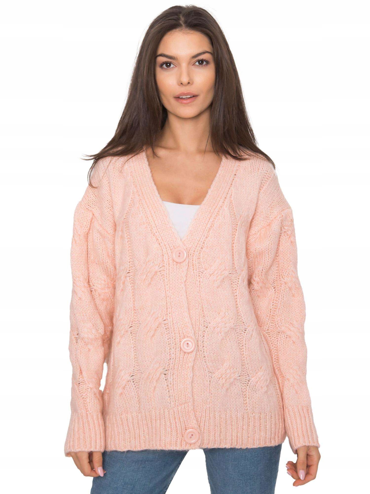 

Sweter Damski rozpinany w warkocze dekolt serek