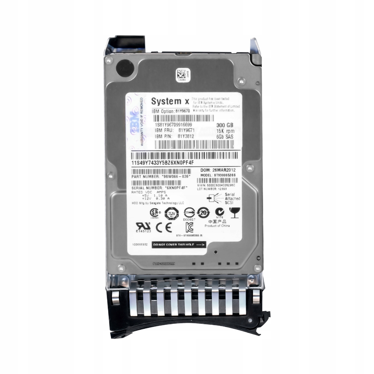 Ibm 81Y9671 81Y3812 300GB SAS-2 15K 64MB 2.5'' ST9300653SS