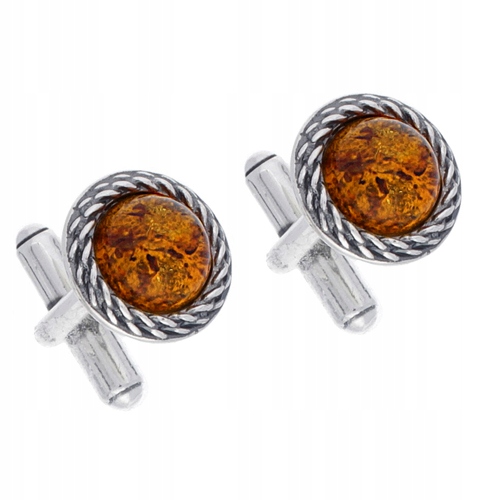 Stříbrné Spony na manžety košile z Jantarového Baltu stříbro 925 Jako Dárek