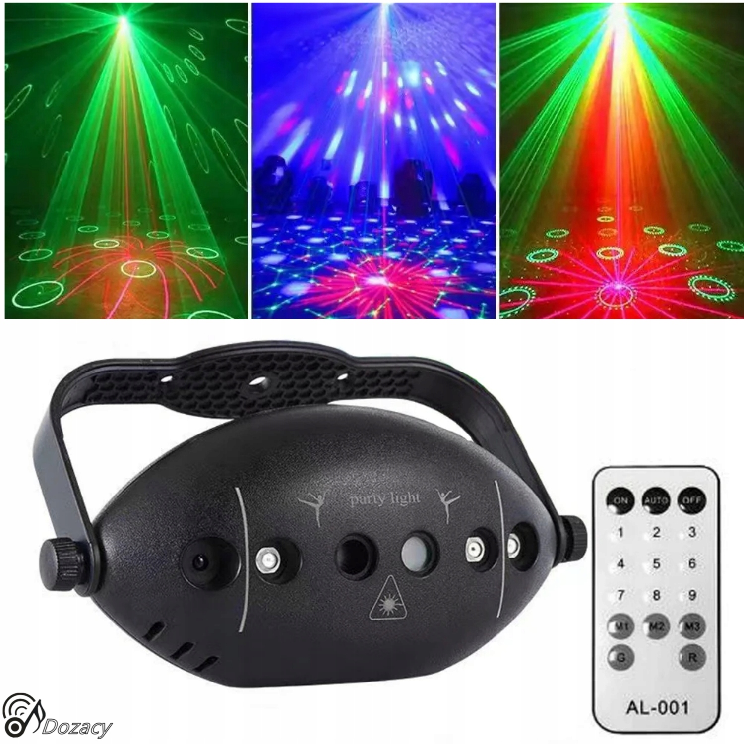 6 OTWORÓW 72 WZORY LASEROWE ŚWIATŁO DYSKOTEKOWE SCENICZNE ŚWIATŁA Z WTYCZKĄ Stan opakowania oryginalne