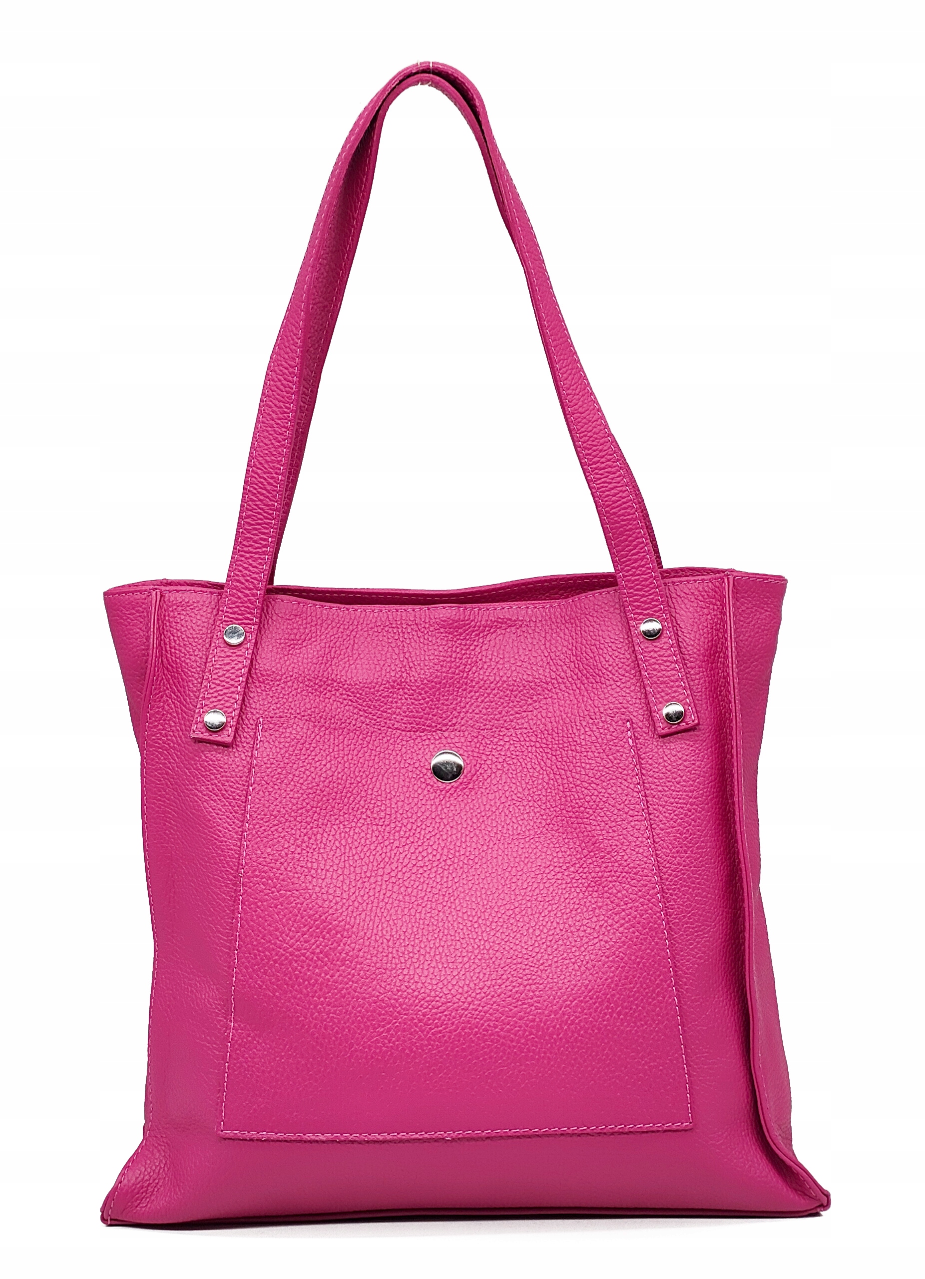 Kabelka z přírodní kůže růžová fuchsiová