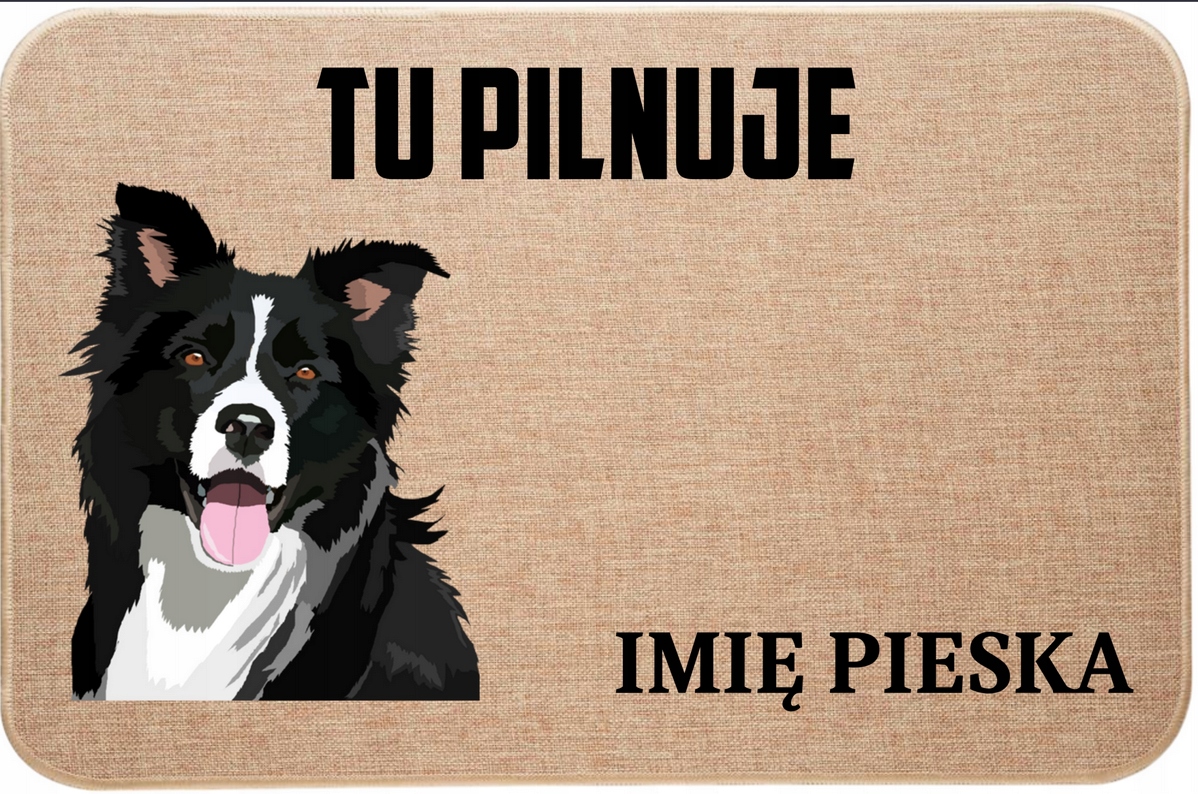 Lněná Vstupní Rohožka Tu Hlídá Jméno Pejska Boarder Kolie