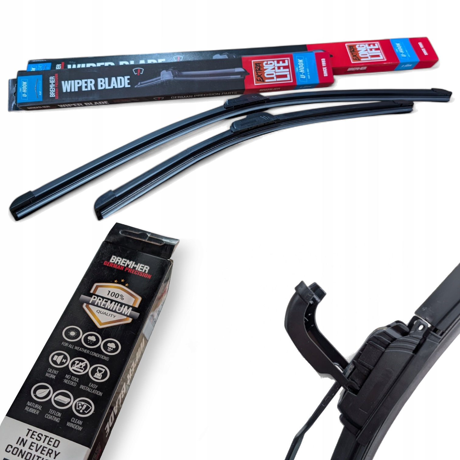 Wycieraczki Płaskie typ U Premium hak przód 650 400mm Long Life 65 40cm