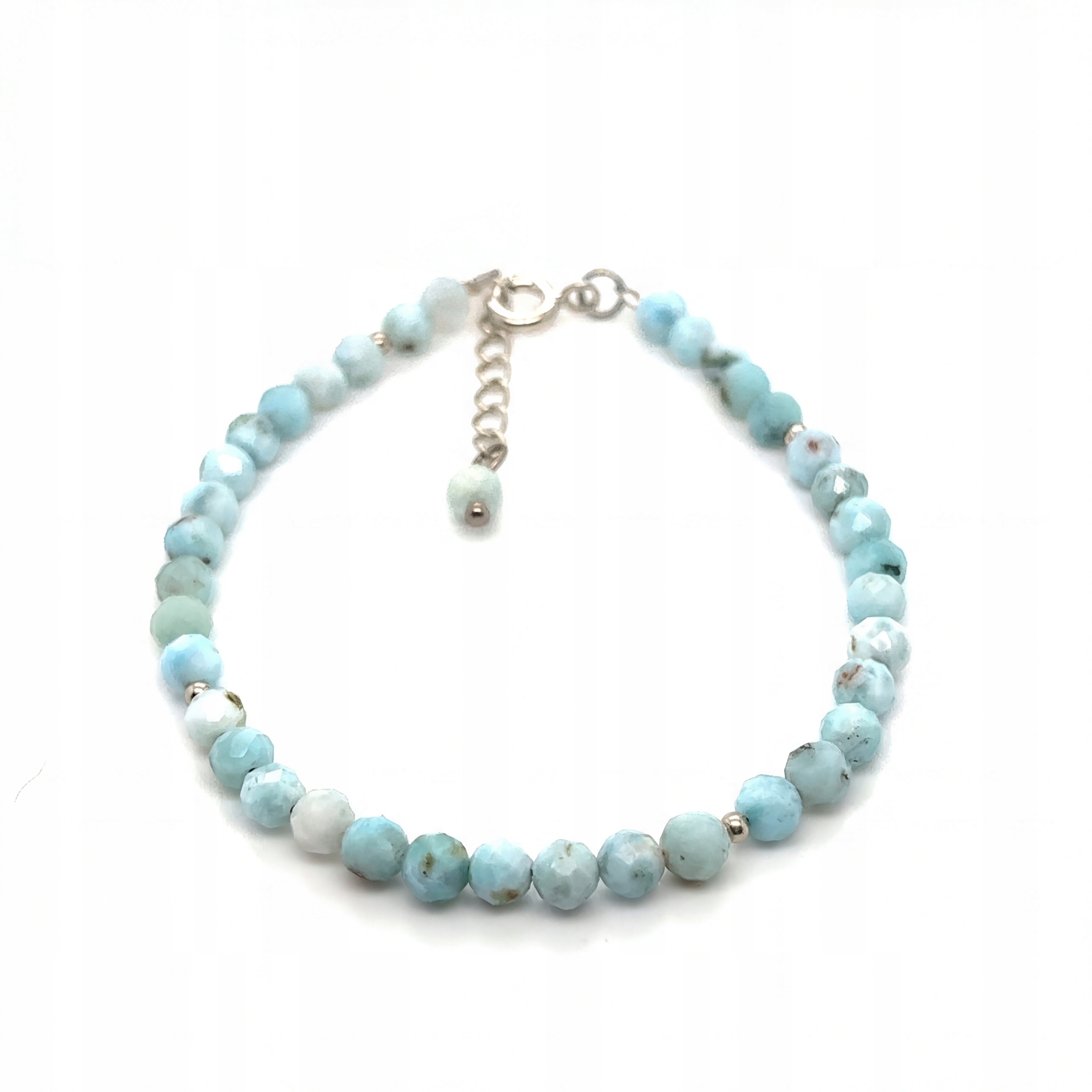 Larimar Bransoletka fasetowana 4 mm srebro 925