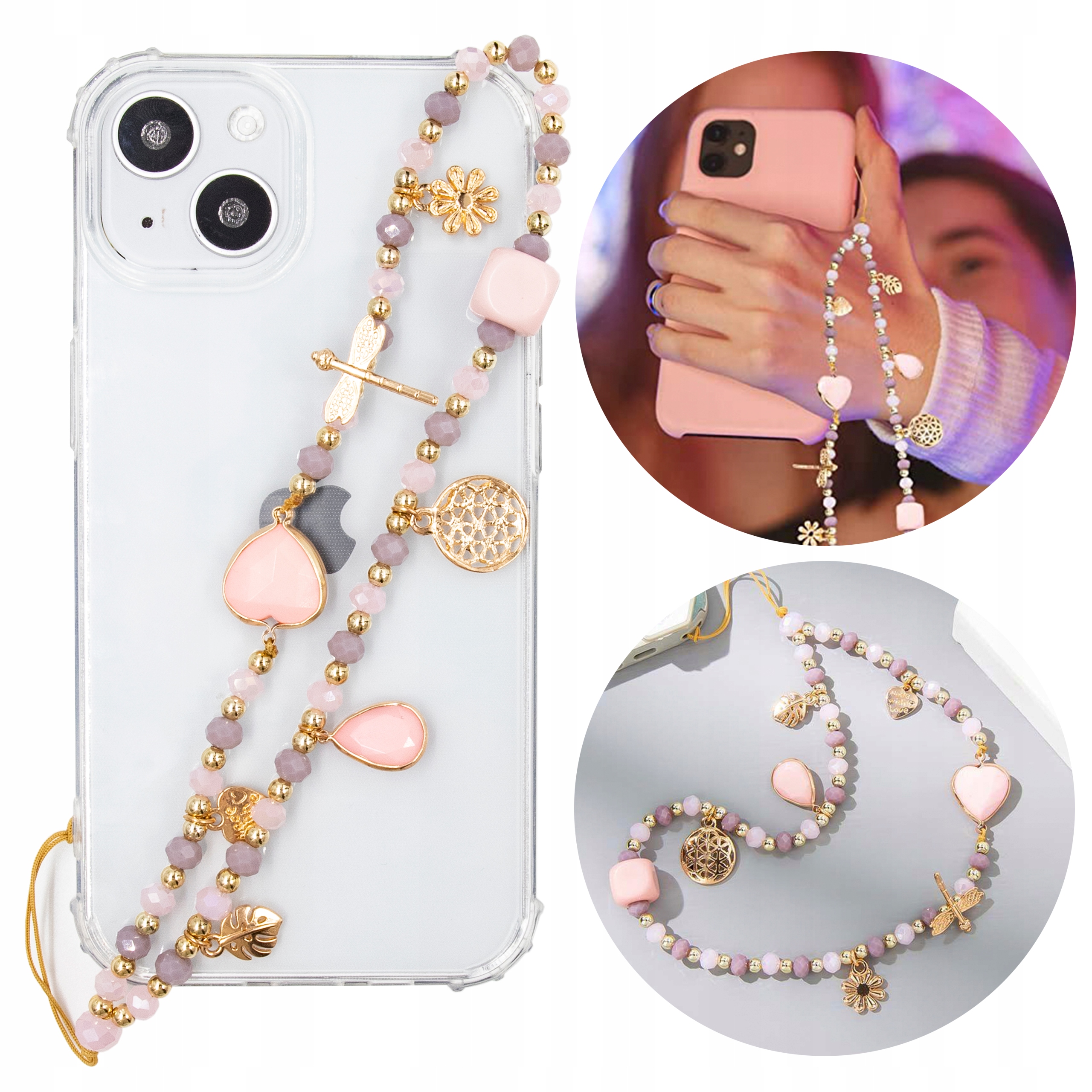 ZAWIESZKA BRELOCZEK DO KLUCZY PLECAKA ETUI TELEFONU WAŻKA RÓŻOWY