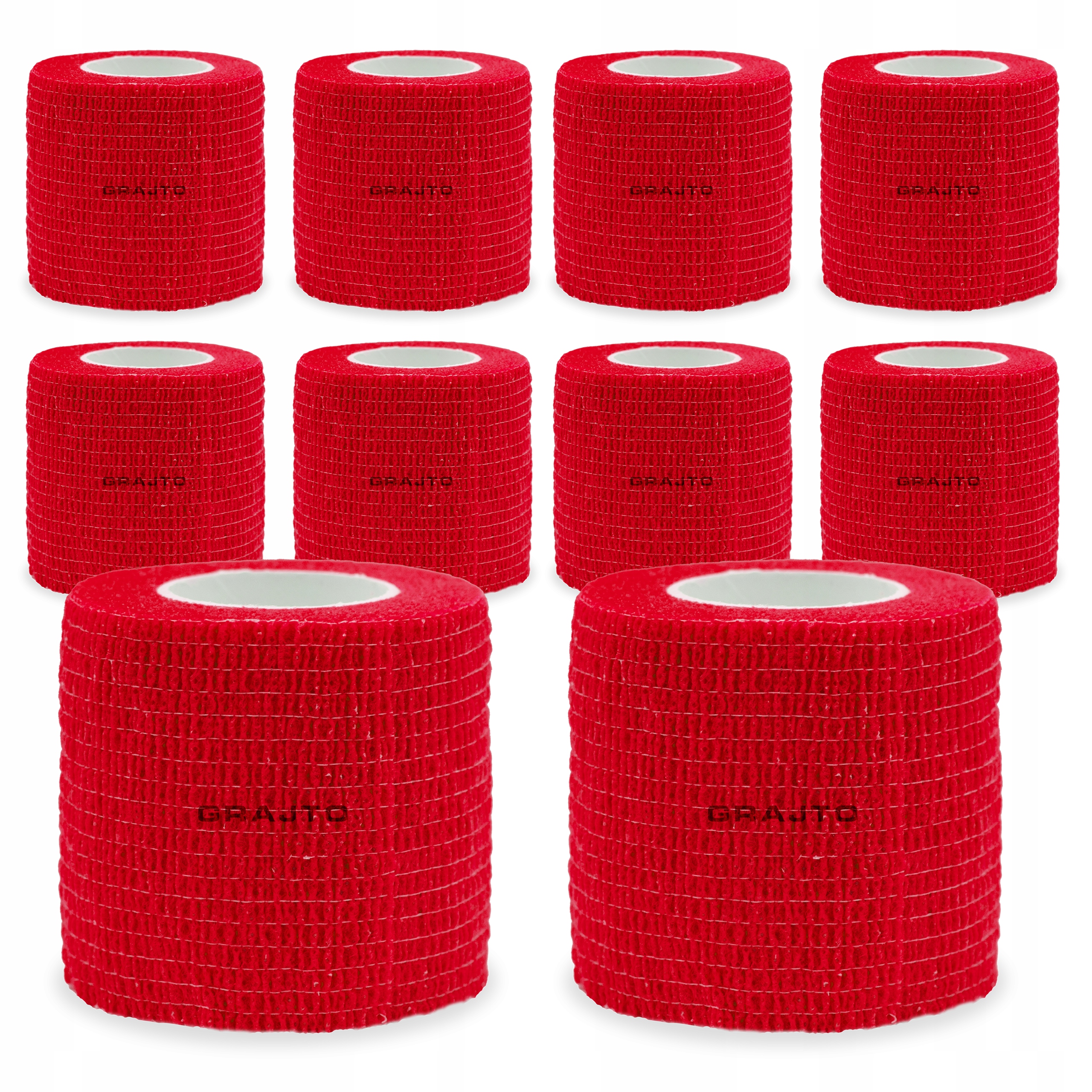 10x Bandaż Kohezyjny Samoprzylepny Taśma Do Getr Czerowny 5cm x 4,5m