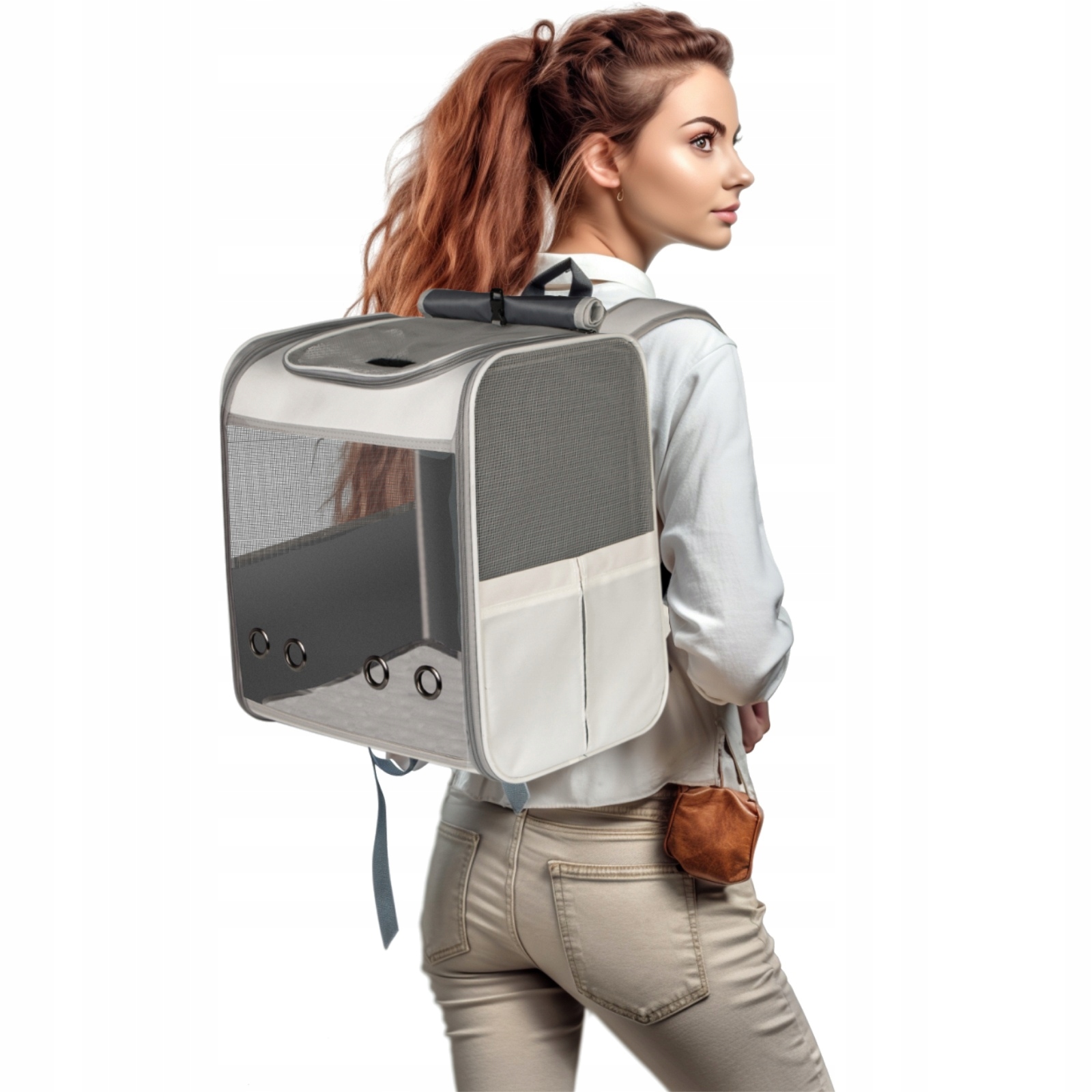 Levně Batoh Pro Psa A Kočku S Větracím Okénkem A Vodítkem A Roletou Na Horní Straně