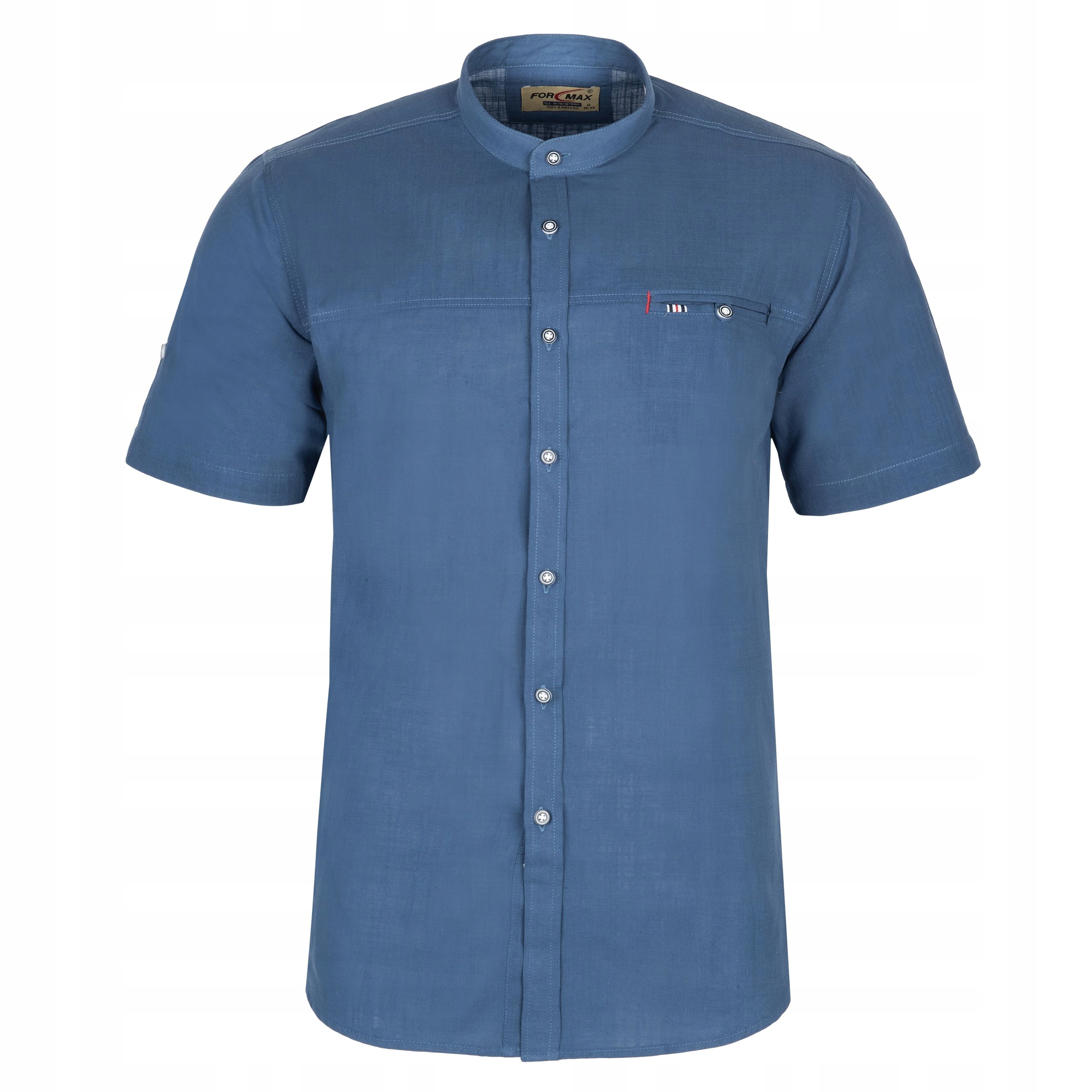 LNIANA BAWEŁNIANA KOSZULA MĘSKA STÓJKA JEANSOWA XXL 43/44