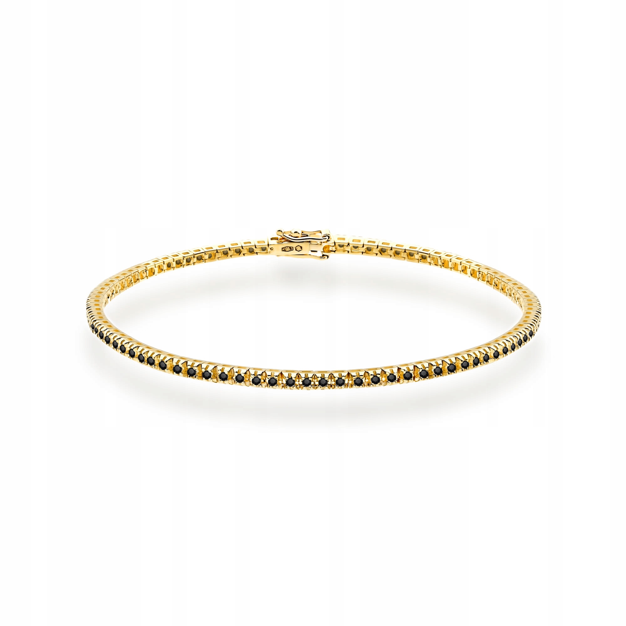 Zlatý náramek Tenis 585 s černými diamanty 5,5 g Brilianty 19 Cm
