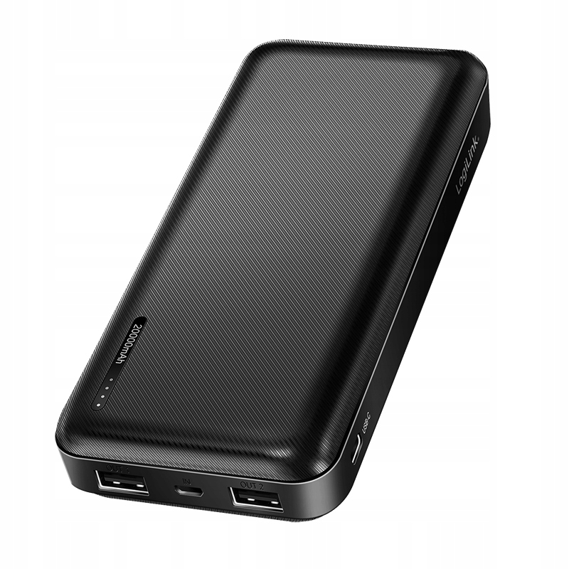 Powerbank 20000 mAh LogiLink 2 4A 12W Usb-c MicroUSB Usb-a Černá