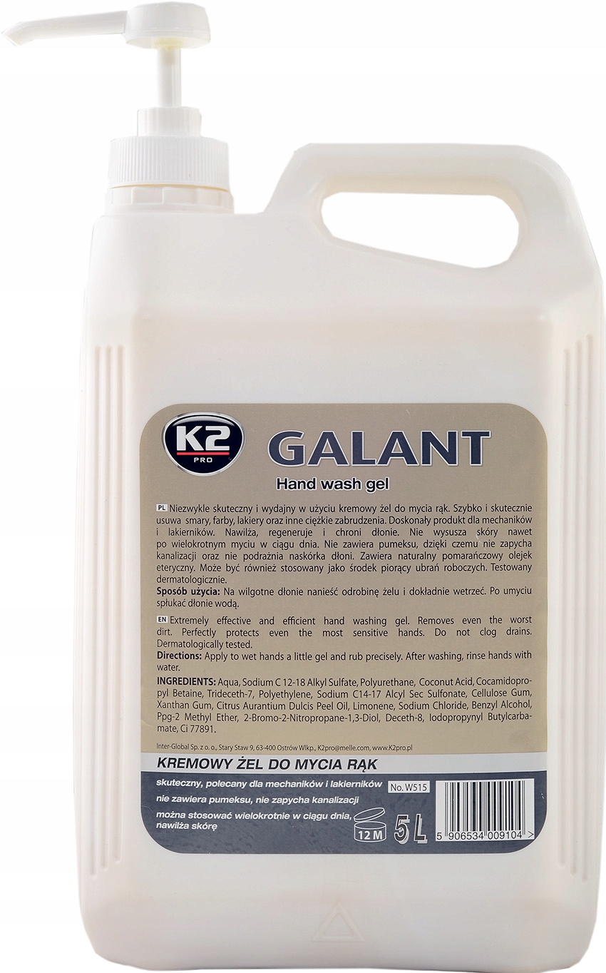 

K2 Galant Pasta Żel Bhp Do Mycia Rąk Z Pompką 5L